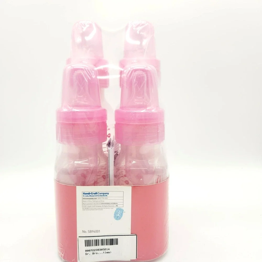 Dr. Brown's Pink 4 Pack Baby‎ Bottles Set – 2x 8 oz + 2x 4 oz BPA-Free